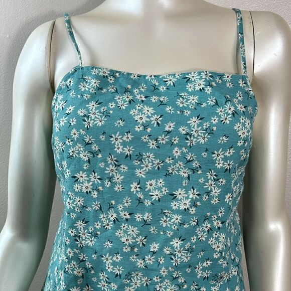 AMERICAN EAGLE OUTFITTERS linen blend summer dress size medium back tie floral - Picture 3 of 11